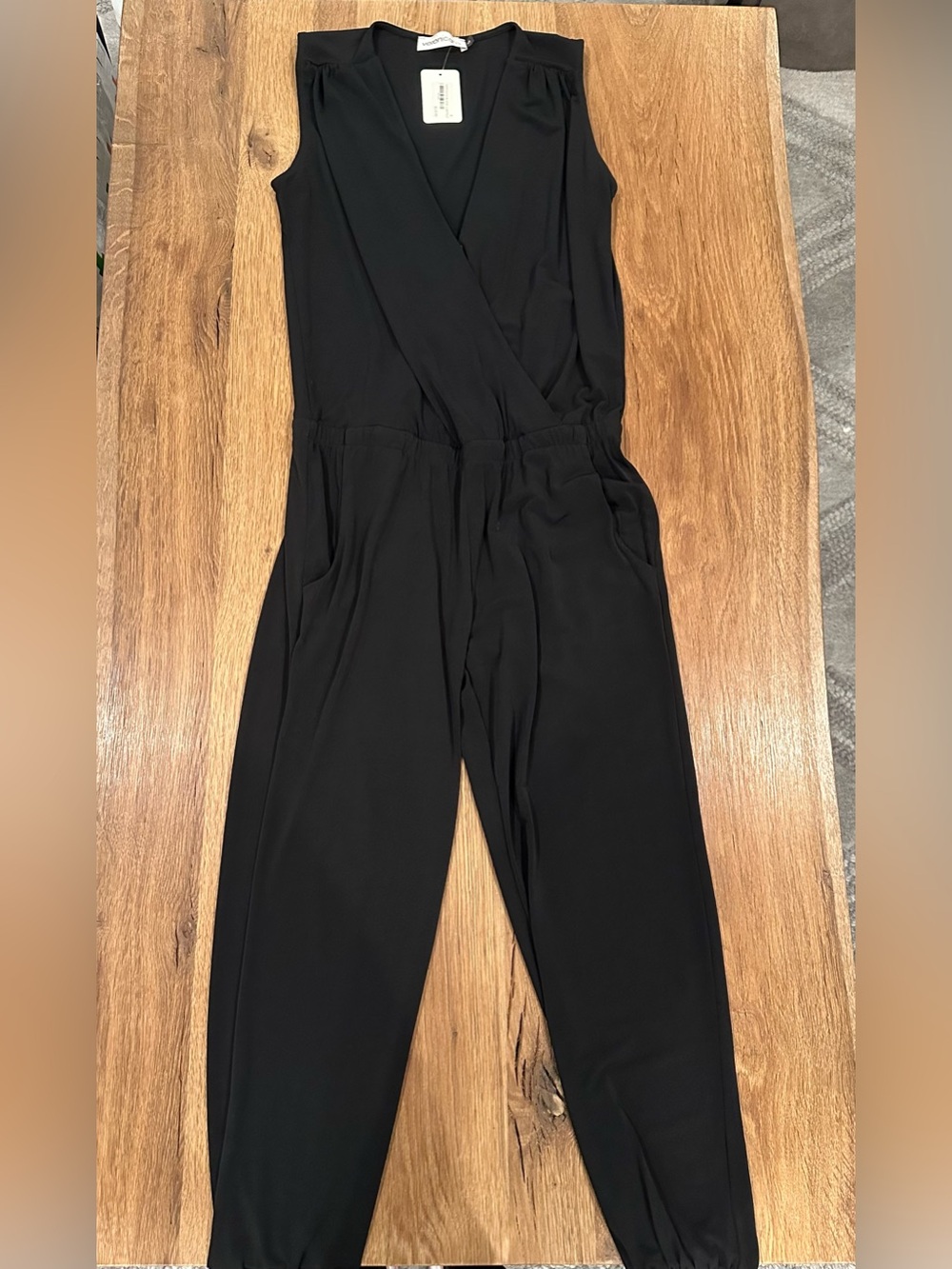 Veronica M Black Sleeveless Wrap Jumpsuit